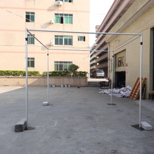Heavy Duty Telescopic Portable Wedding <b>Backdrop</b> <b>Stand</b> <b>with</b> Aluminum Frame and Silver Drape - Product Image 6