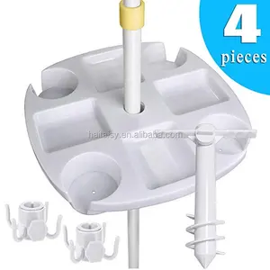 Skillfull Manufacture Cheap Outdoor White Plastic Beach Umbrella Tables Small With 4 Cup Holders,Beach Umbrella Tray