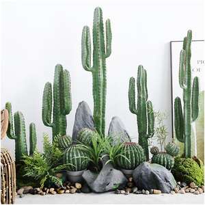 Mur végétal artificiel en pot, résistant aux UV, fleurs décoratives, couronnes et plantes, fausse décoration, grand cactus artificiel en pot - Product Image 1