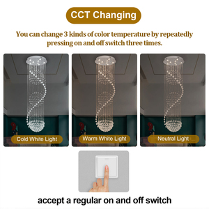 Moderna Lampada a Sospensione Decorativa di Lusso per Scalinata con LED a Goccia di Pioggia in Cristallo K9, Lampadario a Grappolo Sospeso, Altezza Personalizzabile 150cm - Product Image 5