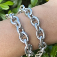 Chaîne de câble épaisse texturée en acier inoxydable argenté Yirepin Hiphop pour la fabrication de bijoux rock