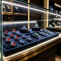 Vitrine à bijoux en verre personnalisée avec éclairage LED, comptoir d'exposition durable pour magasin de détail