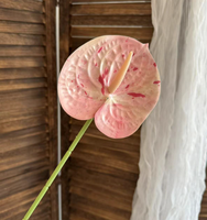 J-05212 kualitas tinggi sentuhan asli PU tunggal Anthurium meninggalkan bunga buatan untuk dekorasi rumah pernikahan