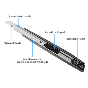 Cuchillo <span class=keywords><strong>retráctil</strong></span> personalizado <span class=keywords><strong>de</strong></span> alta calidad, cortador automático, hoja <span class=keywords><strong>de</strong></span> acero inoxidable <span class=keywords><strong>de</strong></span> 9 mm, mango <span class=keywords><strong>de</strong></span> aleación <span class=keywords><strong>de</strong></span> zinc, cuchillo utilitario con botón <span class=keywords><strong>de</strong></span> presión para bricolaje - Product Image 3