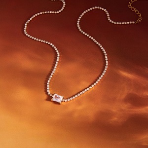 Elegante Collar de Cadena con Eslabones Cuadrados Geométricos de Circonio, Gargantilla Estética de Acero Inoxidable Impermeable, Joyería Moderna y de Moda - Product Image 4