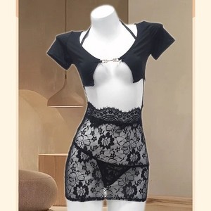 ชุดกระโปรงบอดี้คอนลูกไม้เซ็กซี่สีดำเอวสูง ชุดชั้นในสตรี 8138 - Product Image 3