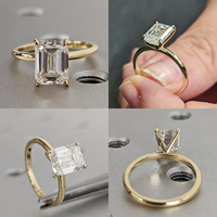 Bagues de fiançailles en diamant de laboratoire certifié IGI, taille émeraude, pour hommes et femmes, 0,5 ct, 2 ct, 3 ct, HPHT CVD, or 14k 18k