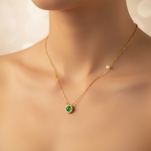 Colgante de Esmeralda Natural Verde Maya Feicui Grado A con Cadena Lockbone, Joyería de Oro 24K, Tipo Hielo Verde Intenso, Forma de Huevo - Product Image 6