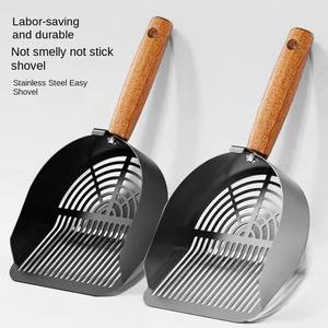 Cuchara de arena <span class=keywords><strong>para</strong></span> gatos ecológica de acero inoxidable y madera 201 con <span class=keywords><strong>pala</strong></span> de orificio fino <span class=keywords><strong>para</strong></span> eliminación de residuos de mascotas y limpieza de excrementos - Product Image 2