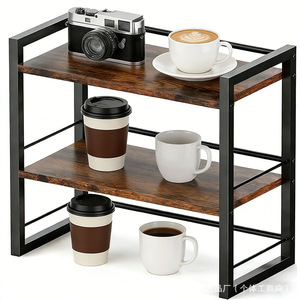 Iron Wood <b>Desktop</b> Storage Rack 40x20x36.7cm 2-Tier Office Organizer for Stationery Food Toys - Product Image 4