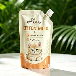 Petites quantités minimales de commande (MOQ) – Sachets à bec verseur personnalisés de qualité alimentaire en aluminium pour l'emballage de liquides nutritionnels pour animaux de compagnie, bouillon de viande pour chiens, lait pour chats et compléments alimentaires. - Product Image 5