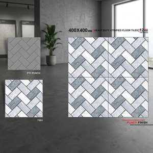 Carreaux de porcelaine numériques modernes de qualité supérieure 400x400, étanches, pour parking, fabriqués en Inde, en brique réfractaire, pour sol extérieur intensif - Product Image 1