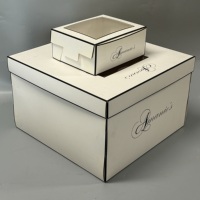 Boîte d'emballage en papier pour gâteau d'anniversaire ou de mariage, personnalisée, blanche, 15 x 15 x 5 pouces, avec fenêtre, directement de l'usine