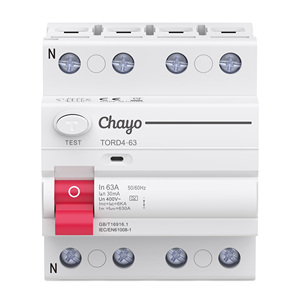 Disjoncteur différentiel (RCCB) 4P 400V <span class=keywords><strong>Type</strong></span> <span class=keywords><strong>A</strong></span> sur rail DIN, 30-300mA, pour projets électriques de bâtiments intelligents Chayo - Product Image 2