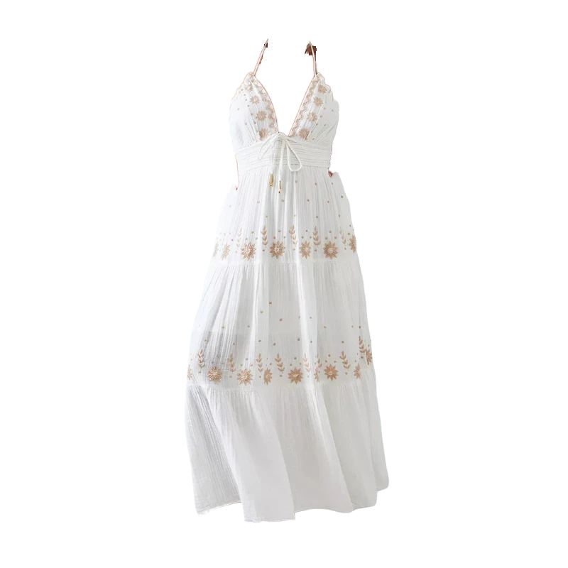 princess polly baby blue dress Oversized Cotton Linen Long Dress For Women Backless Boho Beach Sundress