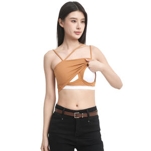 Venta al por mayor de camisetas cortas de gimnasio con logotipo personalizado de las mujeres camisola moda caliente Fitness entrenamiento integrado sujetador estilo corto deportes Yoga desgaste - Product Image 4