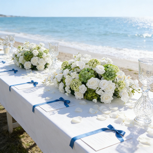 Wedding Flower Floor Arrangement Design Wedding Table Decoration silk Floral runner - Product Image 1