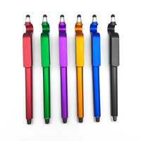 Gran oferta promocional OEM logotipo personalizado 0,5mm bolígrafos de gel de plástico soporte para teléfono móvil bolígrafo para escritura suave