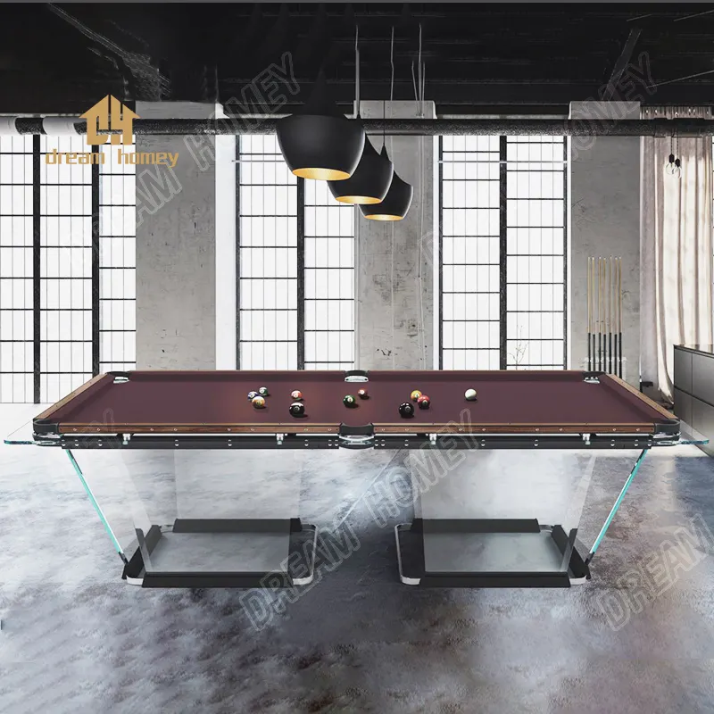 Designer's latest design full of futuristic toughened glass table legs pool table villa living room billiards