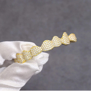 Moderno y Lujoso Grillz de Hip Hop en Plata de Ley 925/Oro con Perla de Agua Dulce y Moissanita, Corte Brillante, Unisex, Regalo, Certificado GIA - Product Image 3