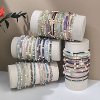 Gelang Kristal Penyembuh 69 Jenis 2mm 3mm 4mm Batu Alam Kecil Gelang Manik-Manik Elastis Perhiasan Batu Permata Bersegi Hadiah Wanita