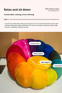 Round Velvet <b>Sofa</b> Chair Rainbow Color Cushion Back Armless Contemporary Living Room One Seat Upholstered <b>Sofa</b> <b>Bed</b> - Product Image 3