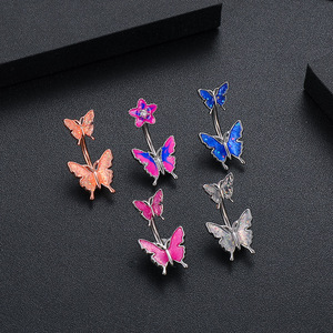 Juego de 10 Piezas de Joyería para Piercing de Ombligo con Mariposas de Circonita, Chapado en Oro Rosa/Plata, Acero Inoxidable, para Mujer - Product Image 6