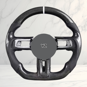 Poignées de volant personnalisées YZ en cuir avec LED et fibre de carbone pour <span class=keywords><strong>Ford</strong></span> <span class=keywords><strong>Mustang</strong></span> <span class=keywords><strong>Gt</strong></span> 350 S550 S650 S197 Ecoboost, intérieur de voiture - Product Image 4