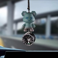 Pendentif créatif en résine en forme de moyeu de roue d'ours pour intérieur de voiture, accessoires de voiture de haute qualité au design mignon pour kits d'intérieur