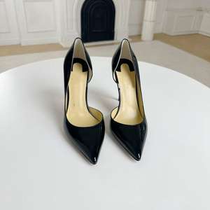 Chaussures de créateur style Z à ouverture latérale en cuir verni pour femme, nouvelles, sexy, à talon aiguille rouge, élégantes, pointues, noires, pour le travail - Product Image 6