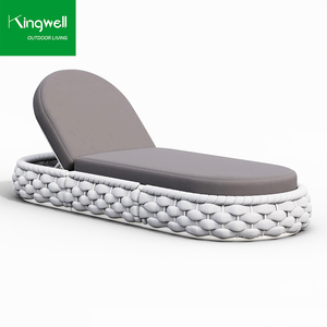 Lettino Prendisole Portatile Kingwell in Alluminio per Esterni con Cuscino in Schiuma ad Asciugatura Rapida e Ombrellone per Bordo Piscina, Spiaggia e Villa - Product Image 4