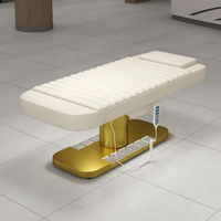 Table de massage électrique incurvée en cuir blanc personnalisable pour salon de beauté, lit de soin facial et cils avec 3 moteurs