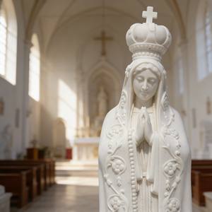 Decoración de Jardín para Iglesia, Estatua de Nuestra Señora de Fátima en Mármol, Tallada a Mano, Diseño Europeo Tradicional, Personalizada - Product Image 3