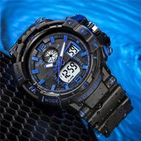Jam Tangan Digital Sport Pria Dial Besar Tahan Air untuk Camping, Traveling, LED Dual Display, Outdoor, Luminous, Elektronik, untuk Pelajar