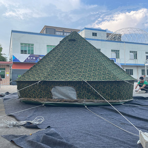 Tente pyramidale camouflage en toile imperméable quatre saisons, grande capacité, une chambre, pour camping en plein air - Product Image 5