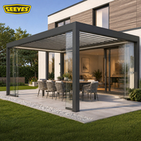 Pergola Bioclimatique Motorisée de Luxe en Aluminium pour Jardin, Toit de Patio à Lames Orientables, avec Écran Latéral – Direct Usine