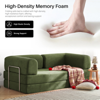Canapé-lit modulable pliable en tissu vert, livraison gratuite, pour salon et appartement, livré en boîte