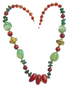 Collar de ónix verde y cornalina roja Bagger | Collares de joyería de moda | - Product Image 1