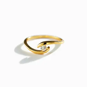 Minimalistische Sieraden Trouwen 925 Sterling Zilveren Casual Ringen Voor Dames Enkele Diamanten Eeuwigheid Trouwring 18K Goud