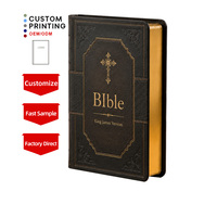 Service d'impression personnalisé en gros OEM, estampage à chaud, couverture rigide en cuir, bordure dorée, livre biblique cadeau pour église