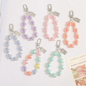 Porte-clés en alliage acrylique multicolore en forme de cœur, style tressé simple, pour clés de voiture, breloque de sac, pendentif, nouveauté populaire, vente chaude - Product Image 2