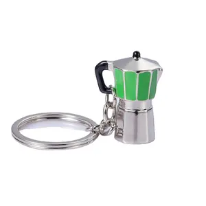 Mini Moka Pot Keychain Zinc Alloy for Coffee lover OEM keyring