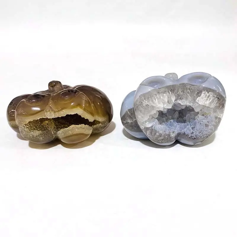 Bombas de halloween naturais agate geode, esculpidas em cristal para decoração de casa