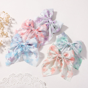 Alta calidad mariposa impresa cinta de satén lazos horquillas <span class=keywords><strong>Clips</strong></span> niñas Bowknot horquilla para niños accesorios para el cabello - Product Image 5