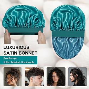<span class=keywords><strong>Bonnet</strong></span> en satin de soie pour dormir, <span class=keywords><strong>bonnet</strong></span> de nuit en soie double couche pour hommes et femmes, <span class=keywords><strong>bonnet</strong></span> doux doublé de satin pour cheveux bouclés - Product Image 2
