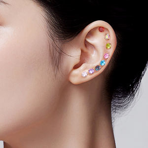 316L Acero inoxidable 20G Multicolor Cubic Zircon tornillo pendientes nariz Stud oreja cartílago Tragus Helix mujeres cuerpo Piercing joyería - Product Image 2