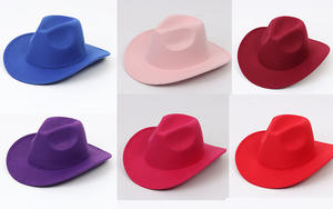 Cappello Fedora in Feltro di Lana Tinta Unita, Stile Retrò Britannico Jazz, Unisex, a Tesa Piatta, da Gentiluomo/Cowboy - Product Image 2