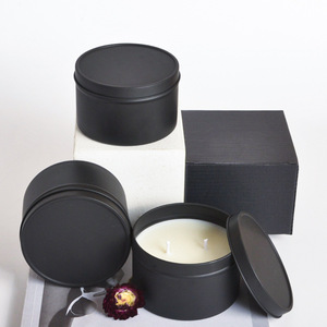 Black Tinplate Scented <b>Candle</b> Cylinder 2 <b>Wick</b> Home Decoration Gift - Product Image 2