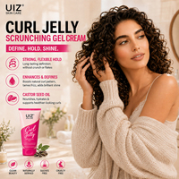 Krim Gel Rambut Scrunching Curl Jelly Pengontrol Keriting, Penambah Keriting, Melembapkan, Memberikan Kilau, Penata Rambut untuk Rambut Bergelombang, Keriting, dan Ikal