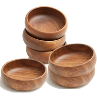 Vente en gros de bols à pâte en bois d'acacia rustique personnalisés ensemble de service de salade de fruits artisanale en bois
